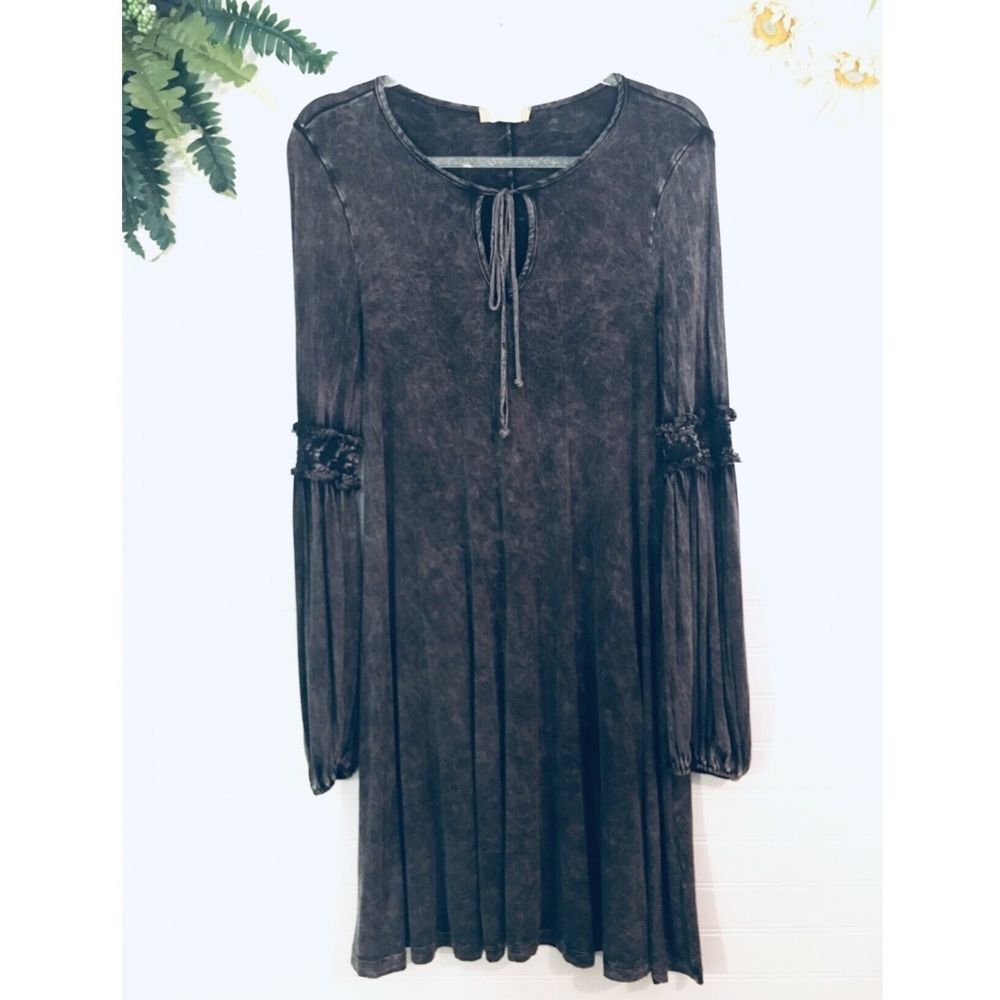 Altar’d State Acid Wash Black Long Sleeve Dress Size Small